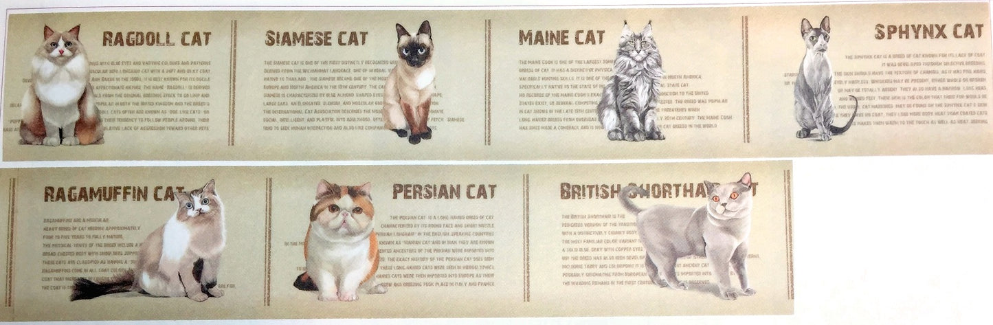 Duga - Cat Breeds washi tape 3 cm x 70 cm SAMPLES
