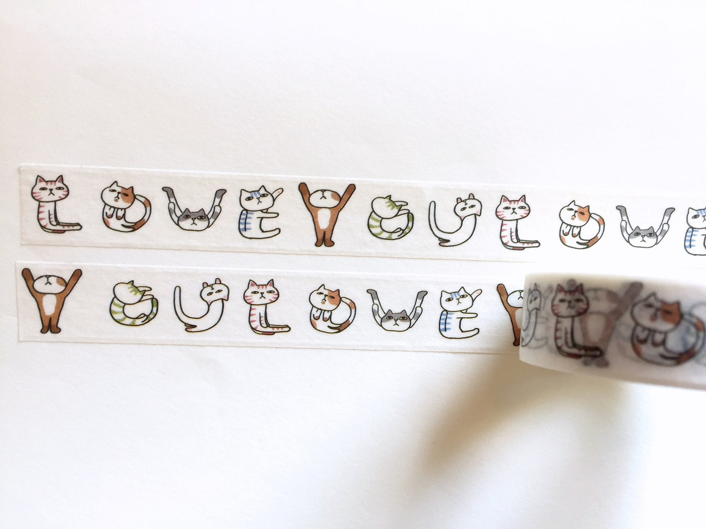Moore Paper - Love You spelling cat washi tape SAMPLES