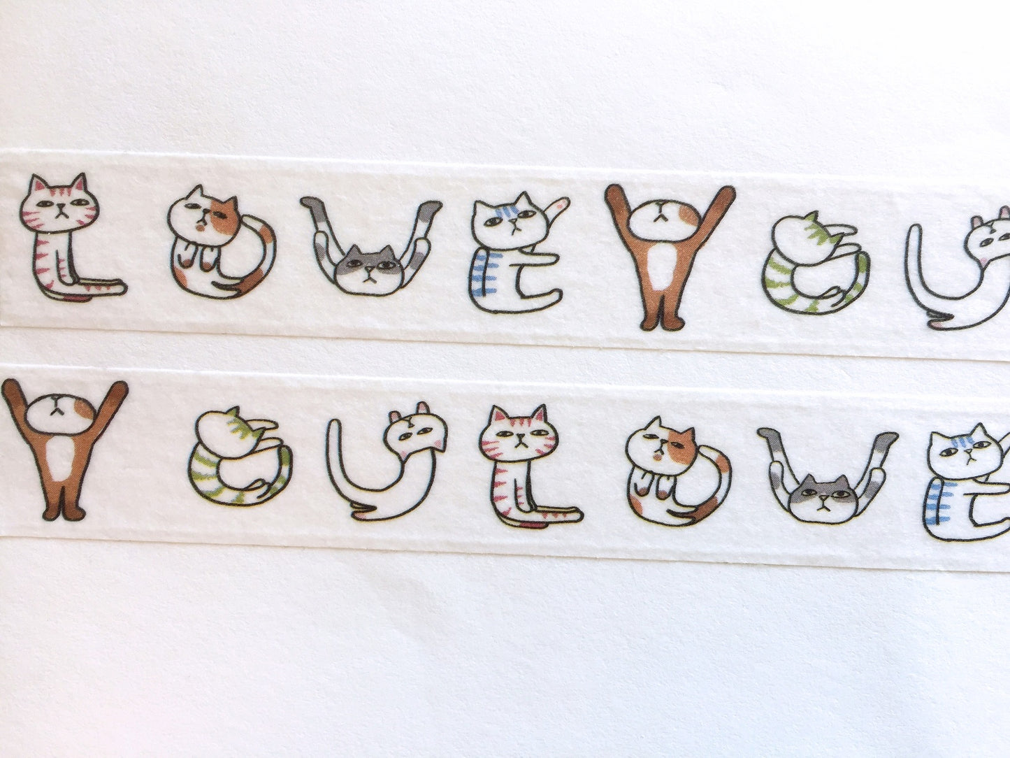 Moore Paper - Love You spelling cat washi tape SAMPLES