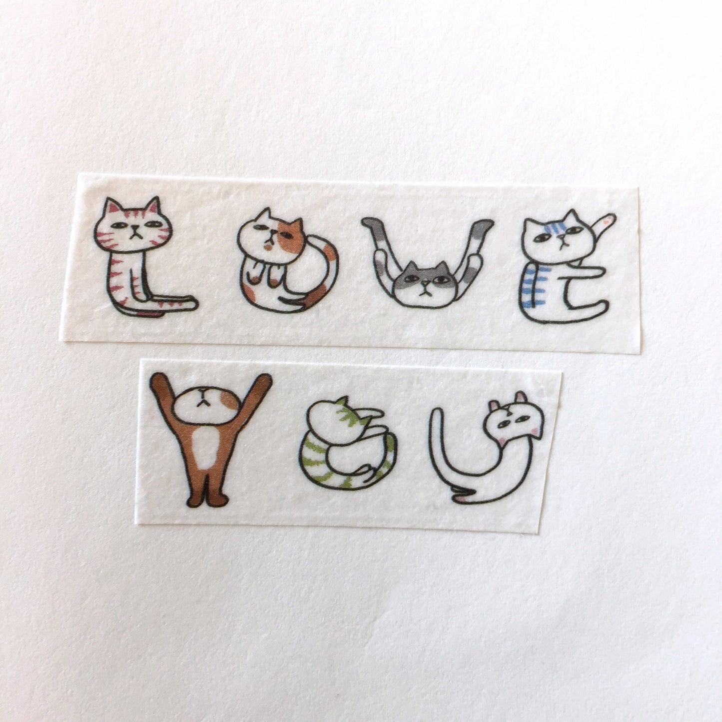 Moore Paper - Love You spelling cat washi tape SAMPLES