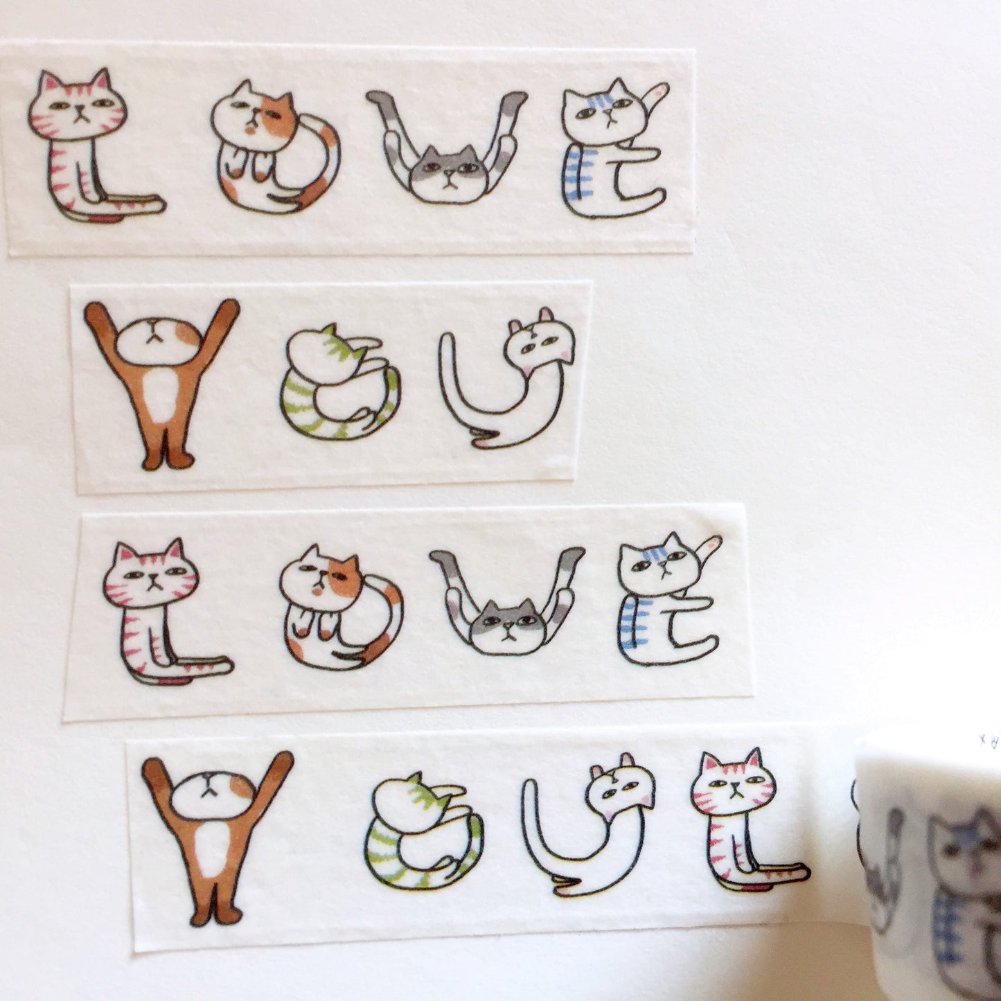Moore Paper - Love You spelling cat washi tape SAMPLES