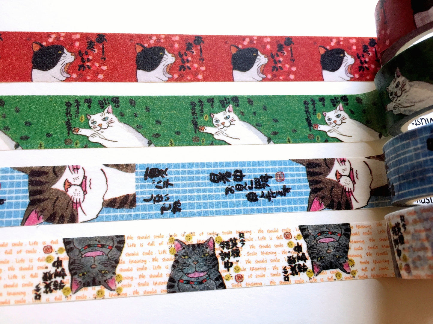 Mustard Green - talking cats washi tape SAMPLES