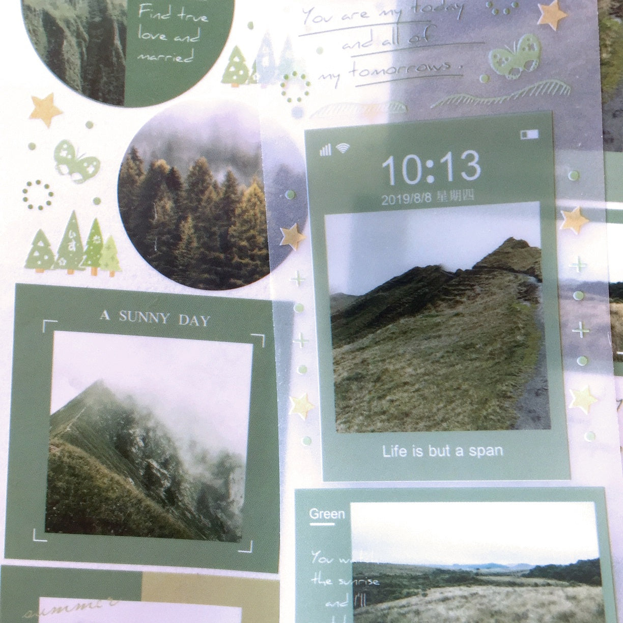 Infeel.Me - green hills photo collage PET tape SAMPLES