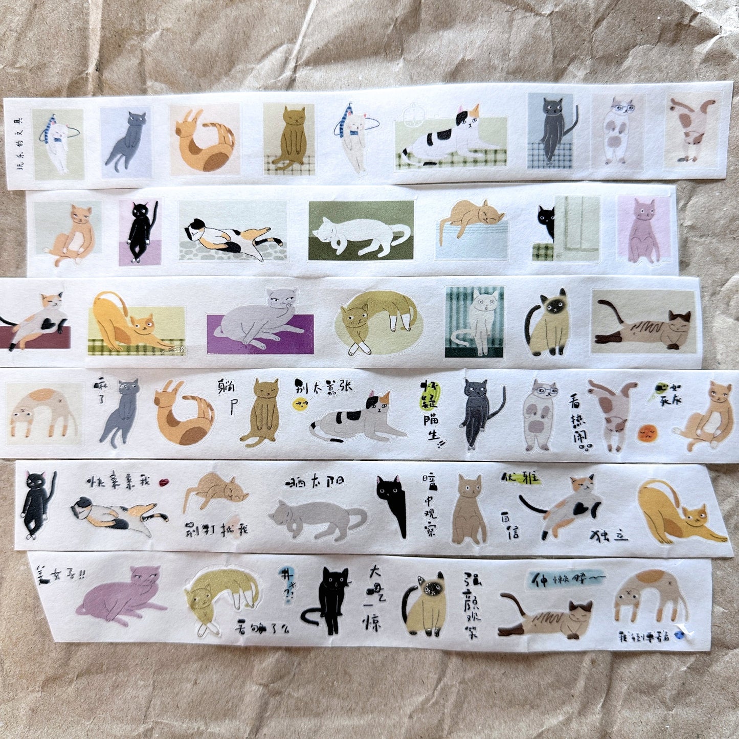 Wanle Studio - Meow Meow Meow kiss-cut washi tape SAMPLES