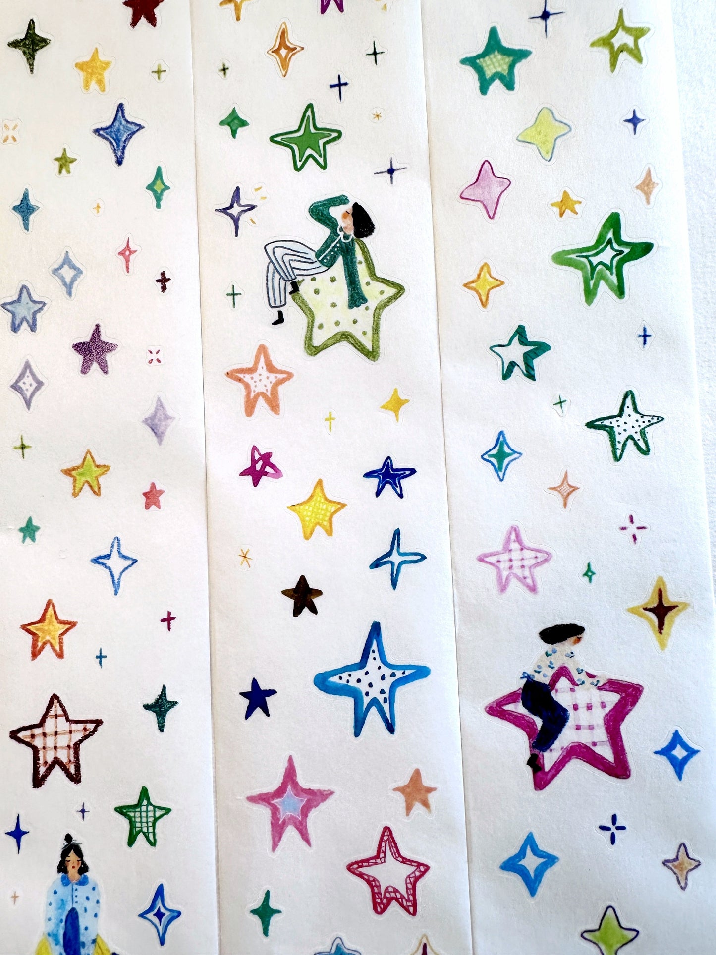 Wanle Studio - Many Stars kiss-cut washi tape SAMPLES