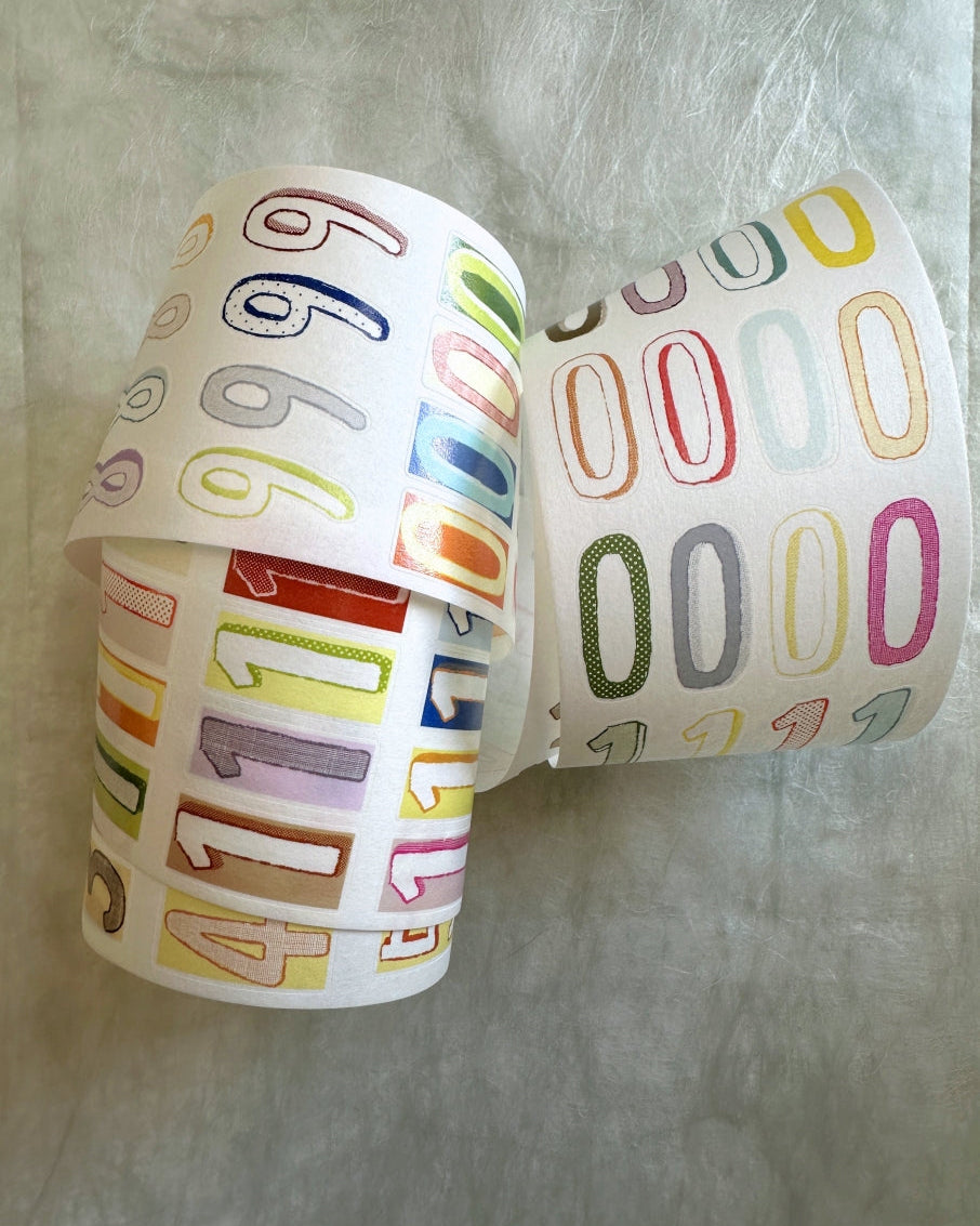 Wanle Studio - Colorful Long Numbers kiss-cut washi & PET tape SAMPLES