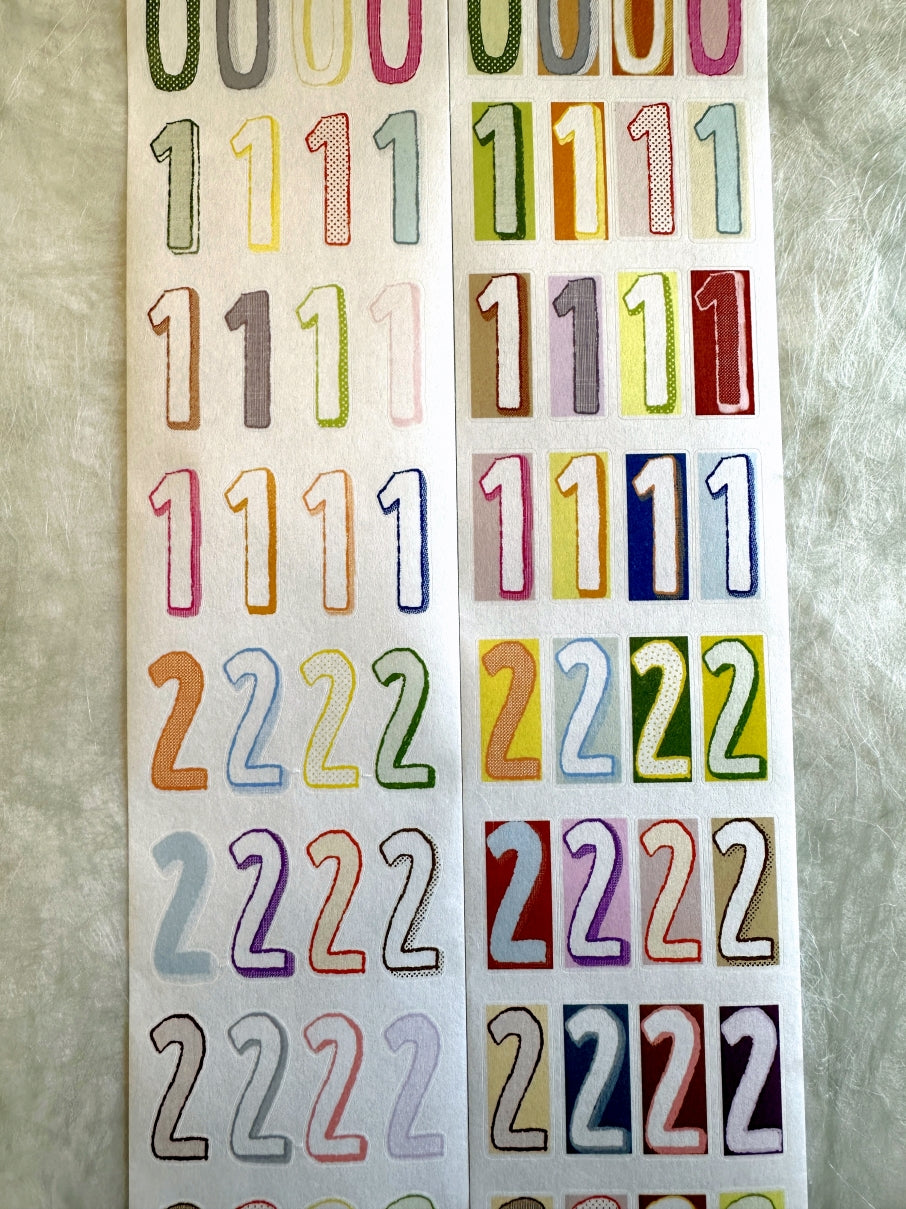 Wanle Studio - Colorful Long Numbers kiss-cut washi & PET tape SAMPLES