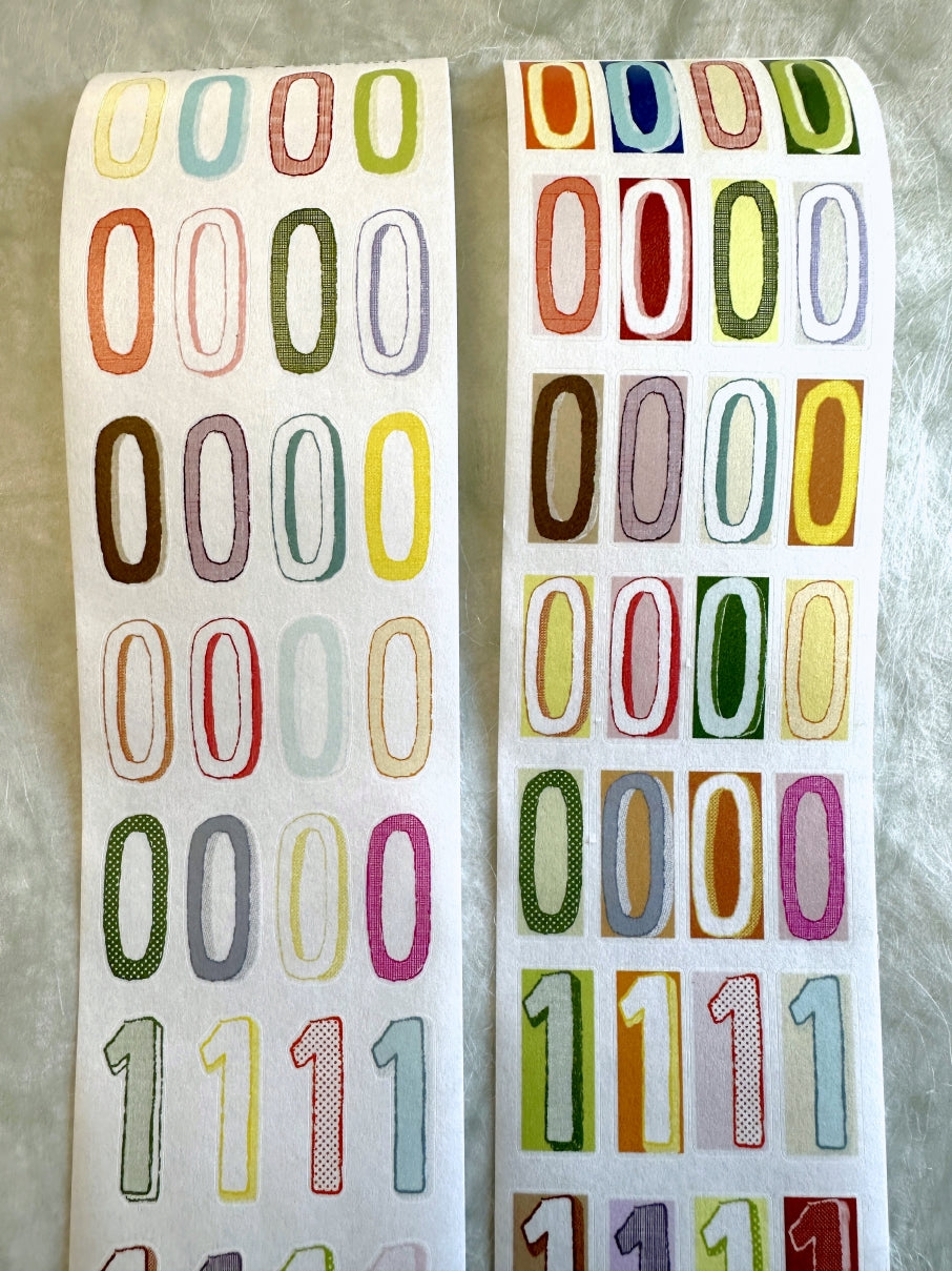 Wanle Studio - Colorful Long Numbers kiss-cut washi & PET tape SAMPLES