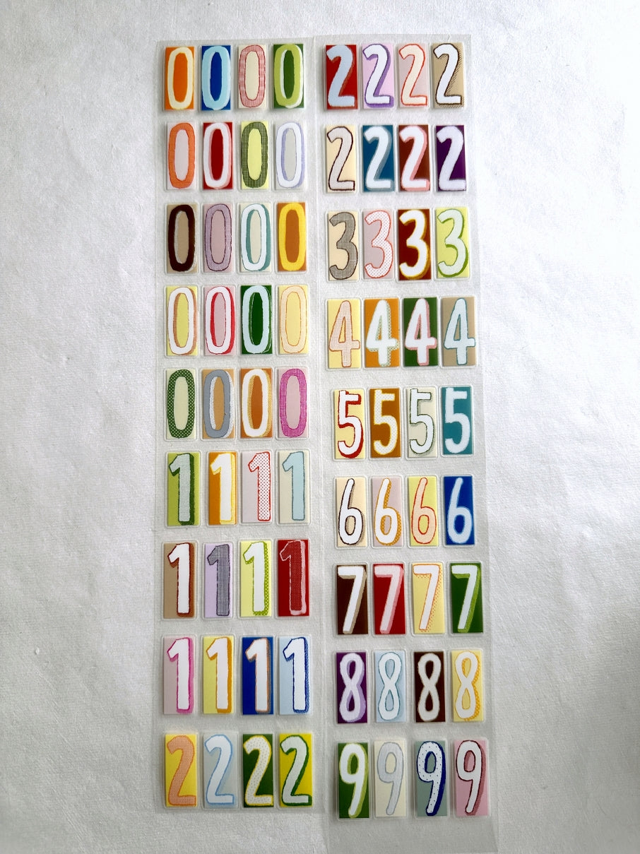 Wanle Studio - Colorful Long Numbers kiss-cut washi & PET tape SAMPLES
