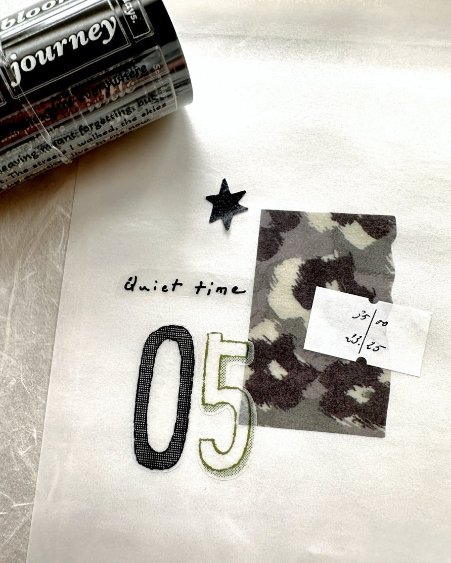 Wanle Studio - B&W Long Numbers kiss-cut washi & PET tape SAMPLES