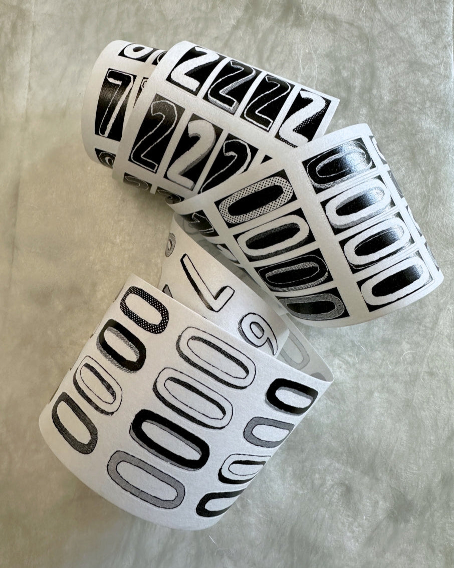 Wanle Studio - B&W Long Numbers kiss-cut washi & PET tape SAMPLES