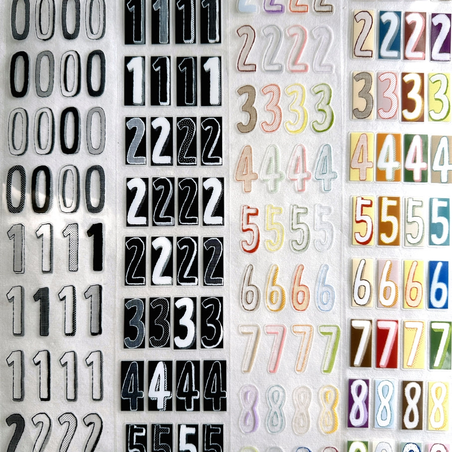 Wanle Studio - B&W Long Numbers kiss-cut washi & PET tape SAMPLES