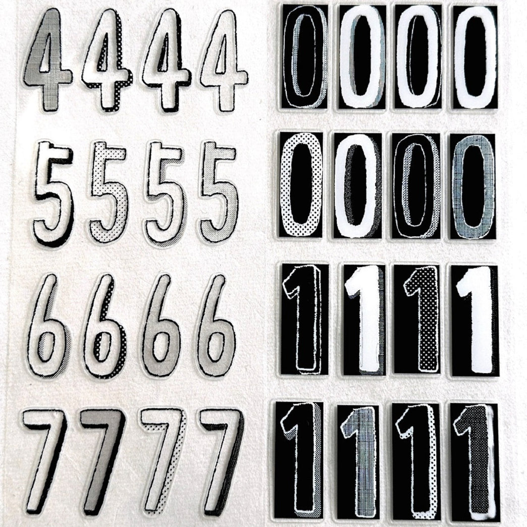 Wanle Studio - B&W Long Numbers kiss-cut washi & PET tape SAMPLES