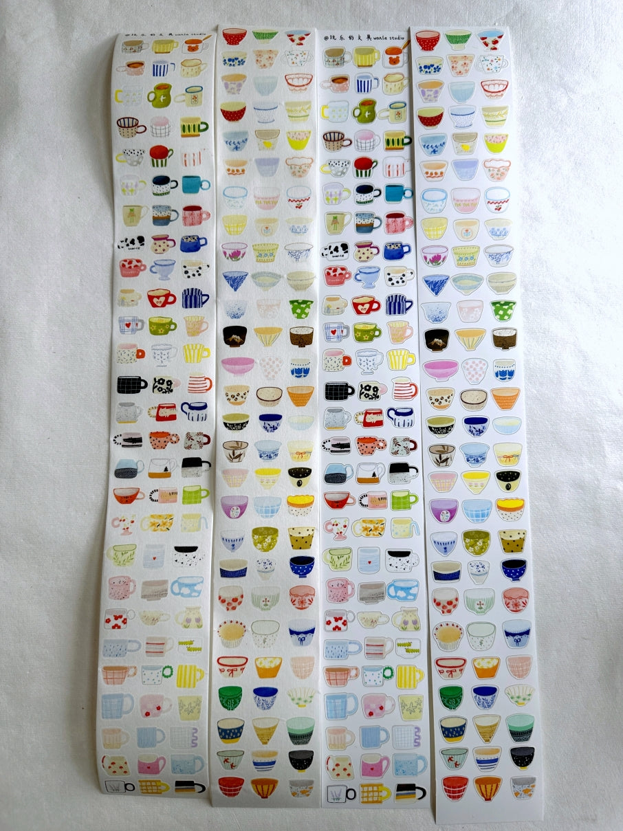 Wanle Studio - One Cup, One Bowl kiss-cut washi & paper tape SAMPLES