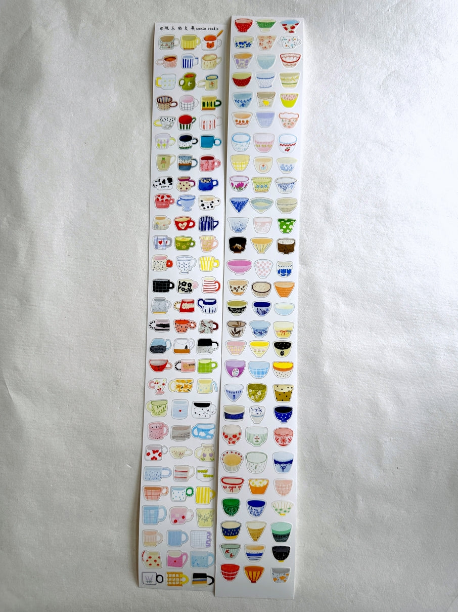 Wanle Studio - One Cup, One Bowl kiss-cut washi & paper tape SAMPLES
