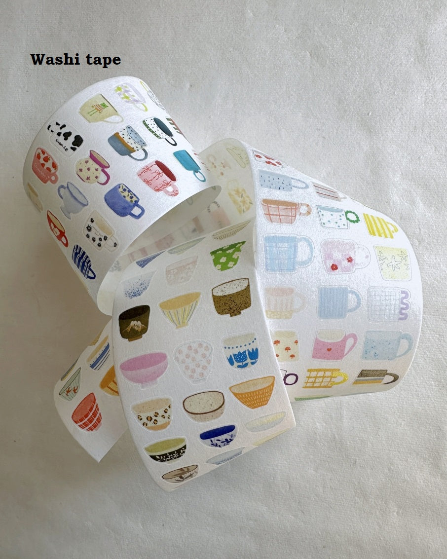 Wanle Studio - One Cup, One Bowl kiss-cut washi & paper tape SAMPLES