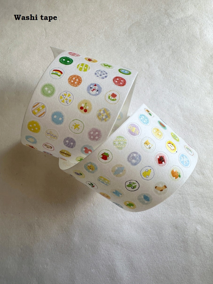 Wanle Studio - Small Button kiss-cut washi & paper tape SAMPLES
