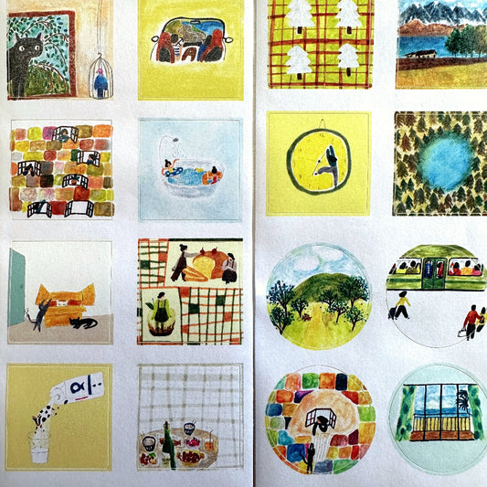 Wanle Studio - Square and Round Stickers kiss-cut paper tape (7 cm x 138 cm) SAMPLES