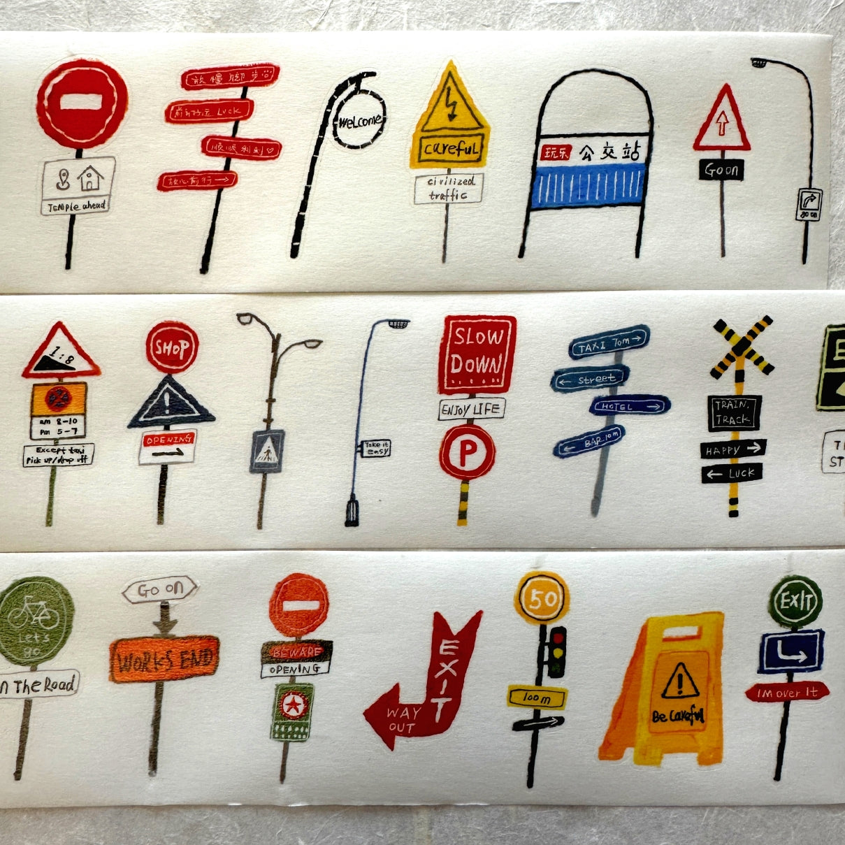 Wanle Studio - Signs kiss-cut washi tape SAMPLES