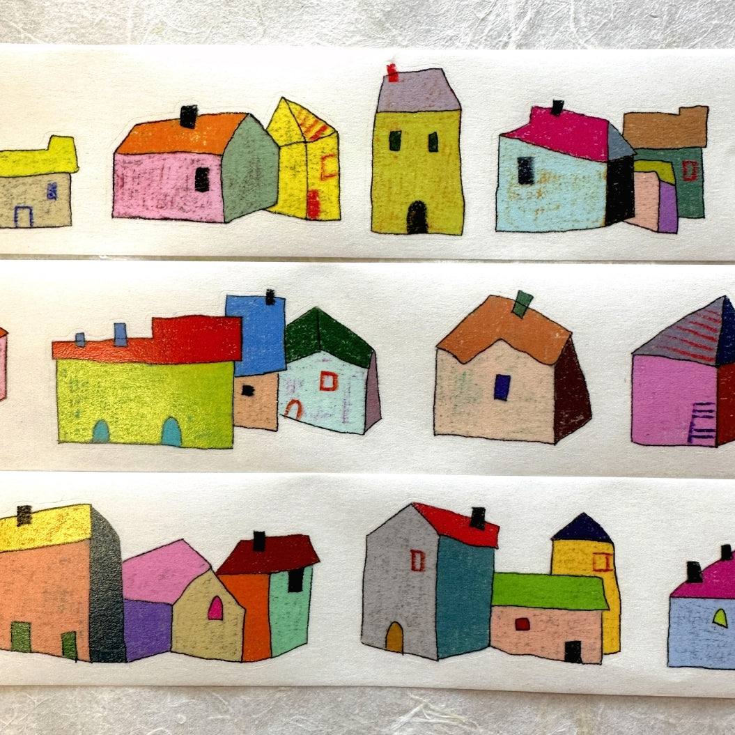 Wanle Studio - Colorful Houses kiss-cut washi tape SAMPLES