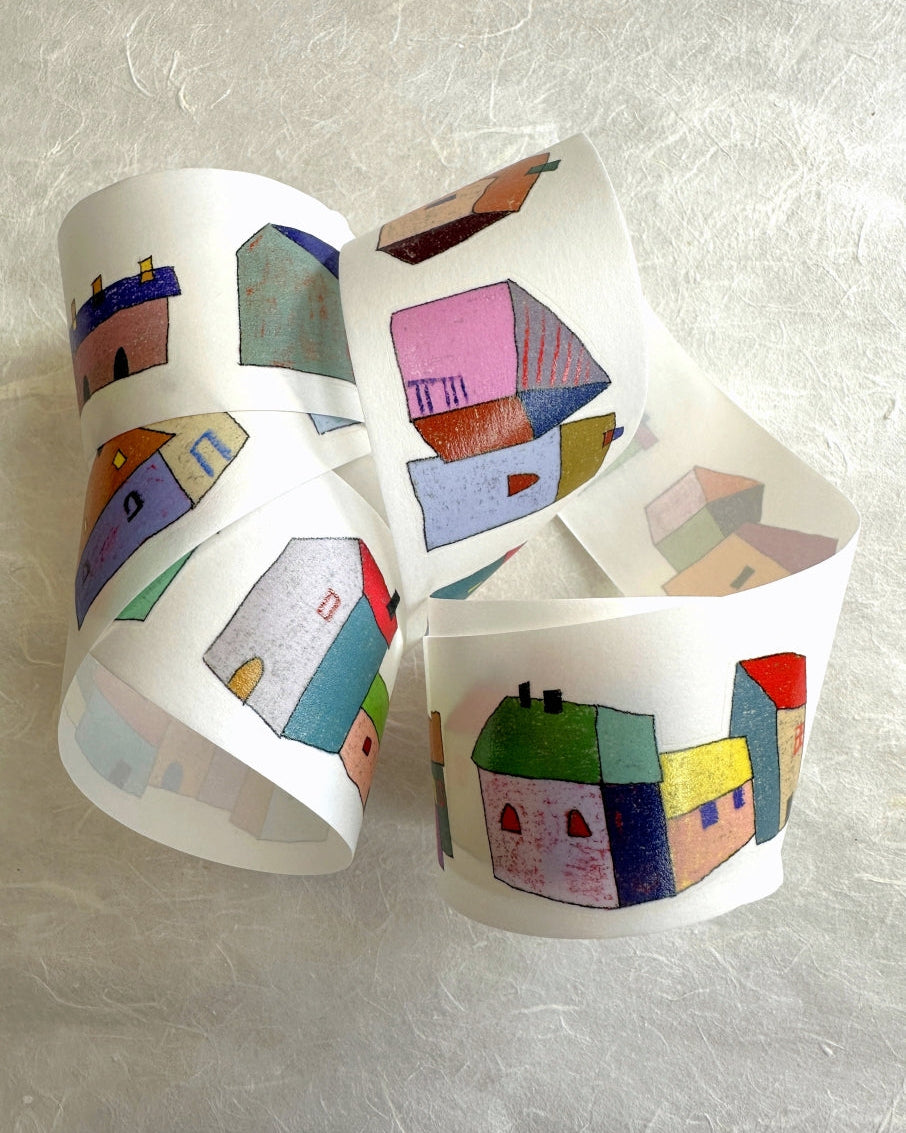 Wanle Studio - Colorful Houses kiss-cut washi tape SAMPLES