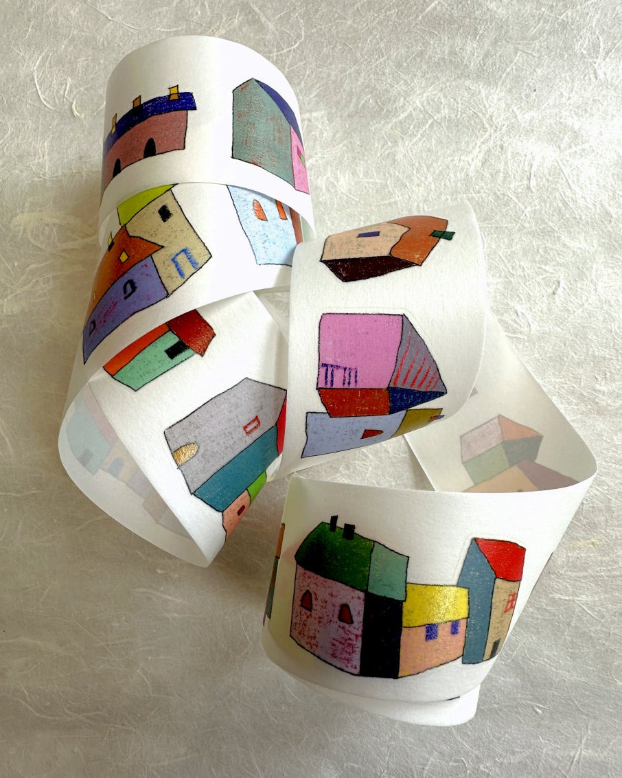 Wanle Studio - Colorful Houses kiss-cut washi tape SAMPLES