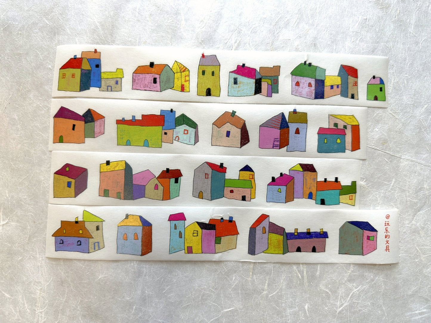 Wanle Studio - Colorful Houses kiss-cut washi tape SAMPLES