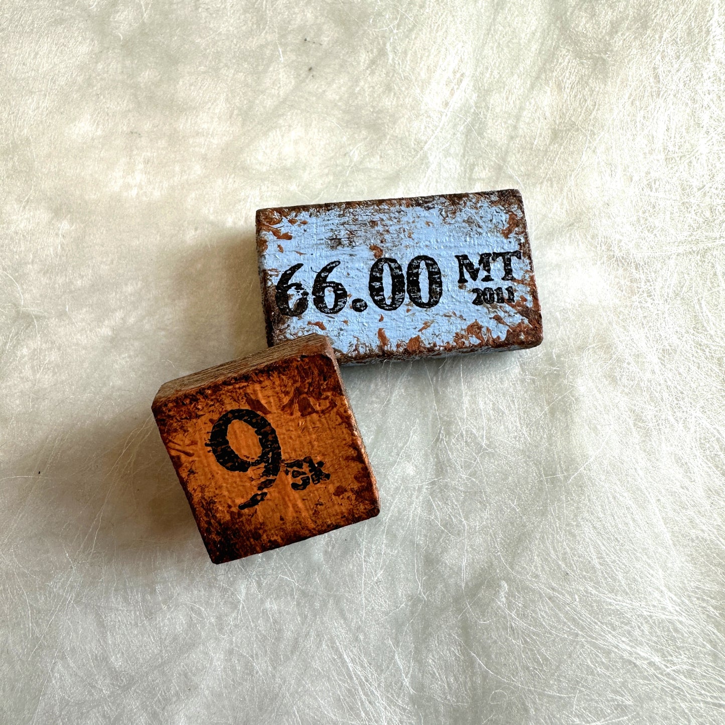 Rustic wood deco magnets by Japanese stamp artist Wood Orange