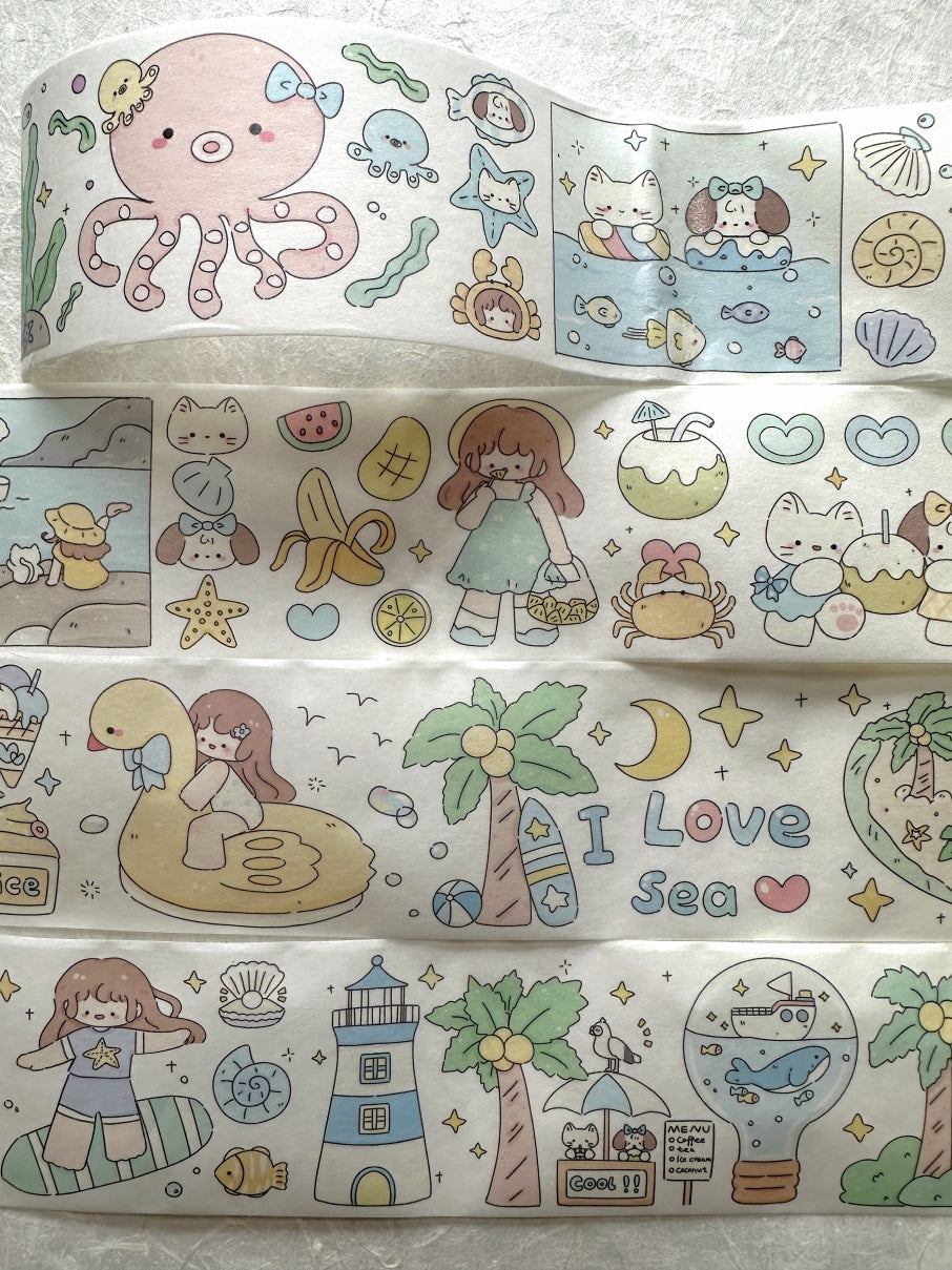 Xiamu - Trip to the Beach washi tape (4.5 cm x 200 cm) SAMPLES