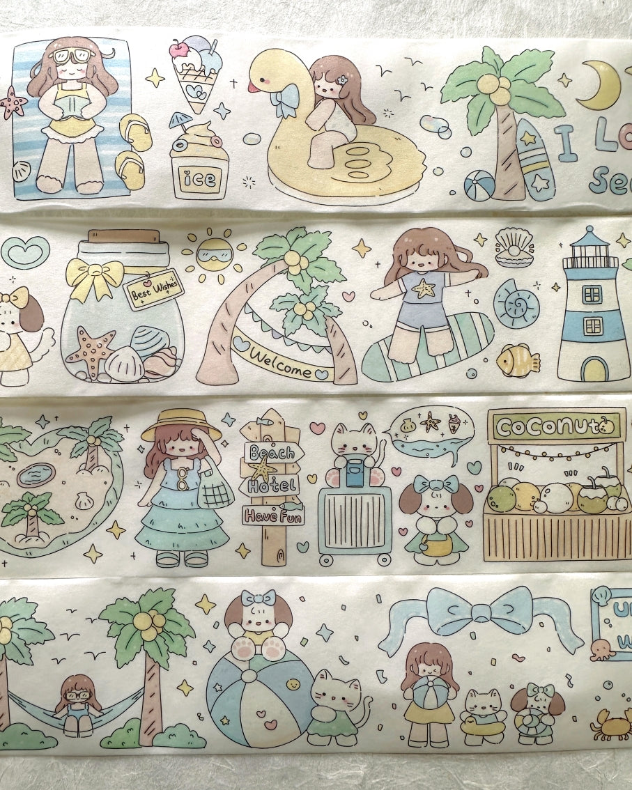 Xiamu - Trip to the Beach washi tape (4.5 cm x 200 cm) SAMPLES