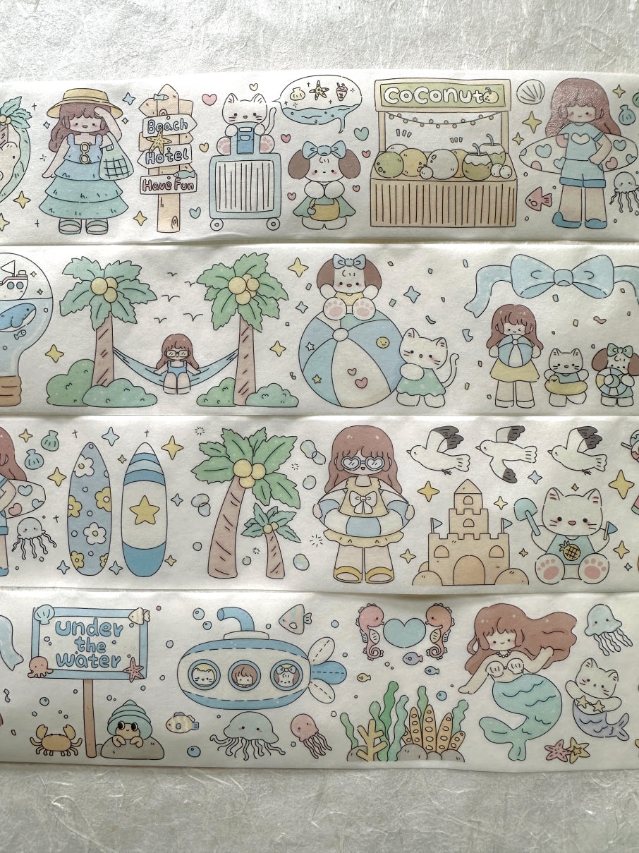 Xiamu - Trip to the Beach washi tape (4.5 cm x 200 cm) SAMPLES