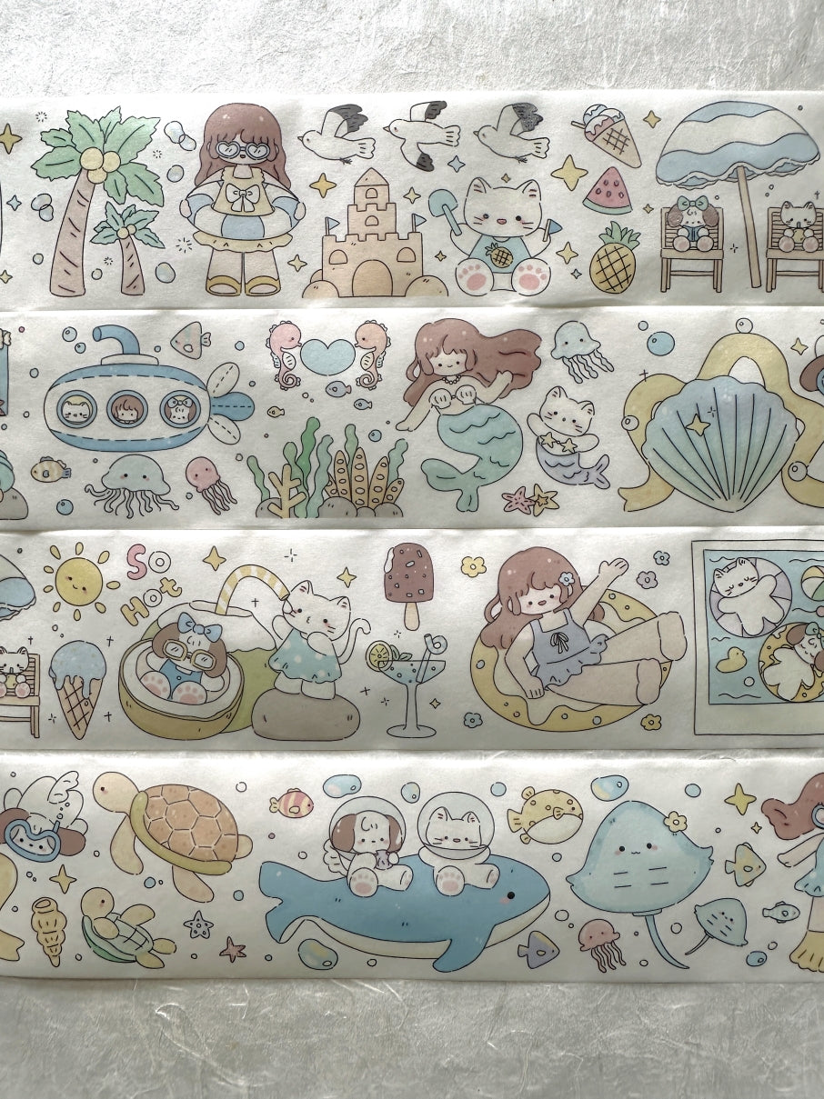 Xiamu - Trip to the Beach washi tape (4.5 cm x 200 cm) SAMPLES