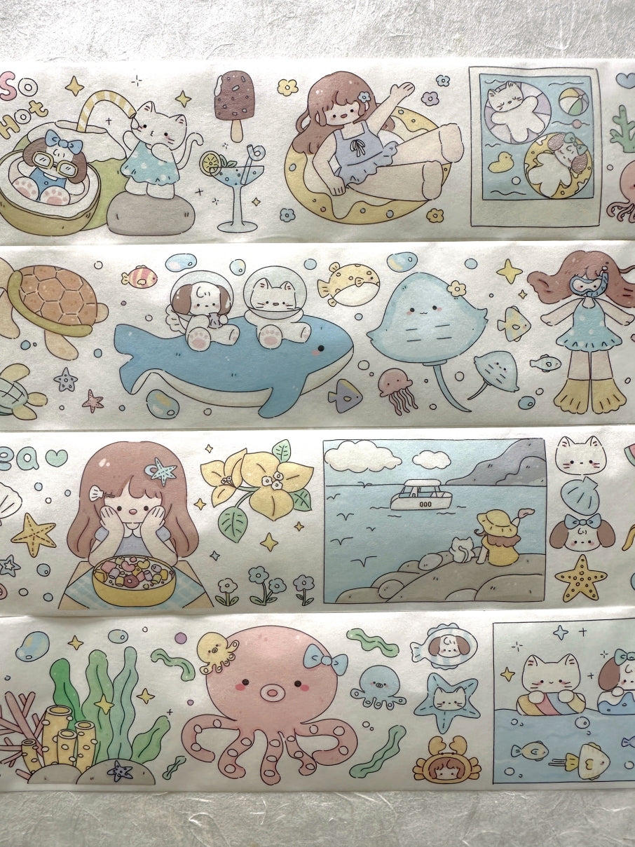 Xiamu - Trip to the Beach washi tape (4.5 cm x 200 cm) SAMPLES