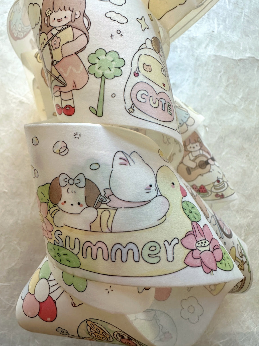Xiamu - A Leisurely Holiday washi tape (4.5 cm x 200 cm) SAMPLES