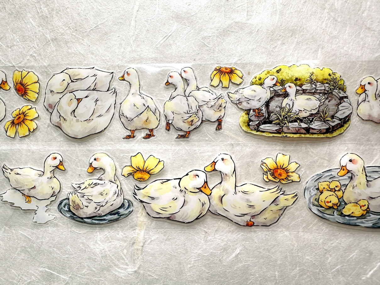 XiangXiang Studio - Duck Duck kiss-cut PET tape (4 cm x 166 cm) SAMPLES