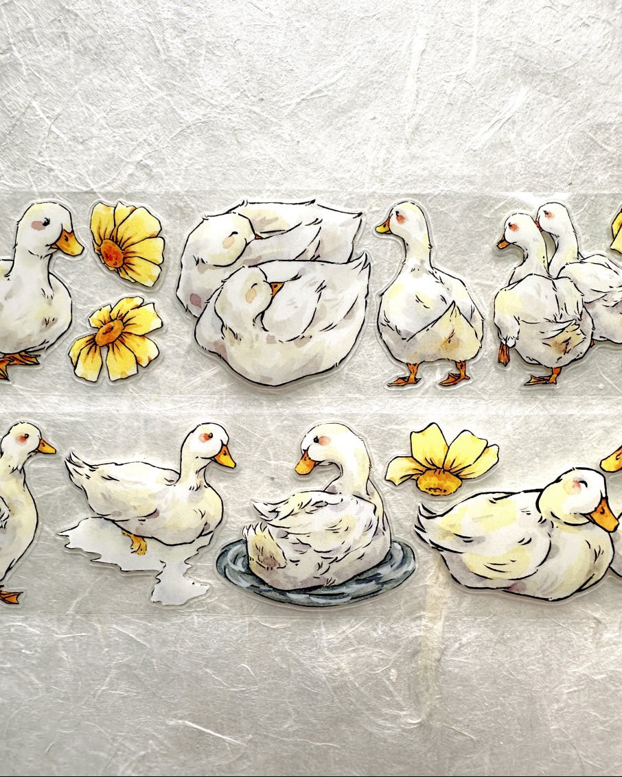 XiangXiang Studio - Duck Duck kiss-cut PET tape (4 cm x 166 cm) SAMPLES