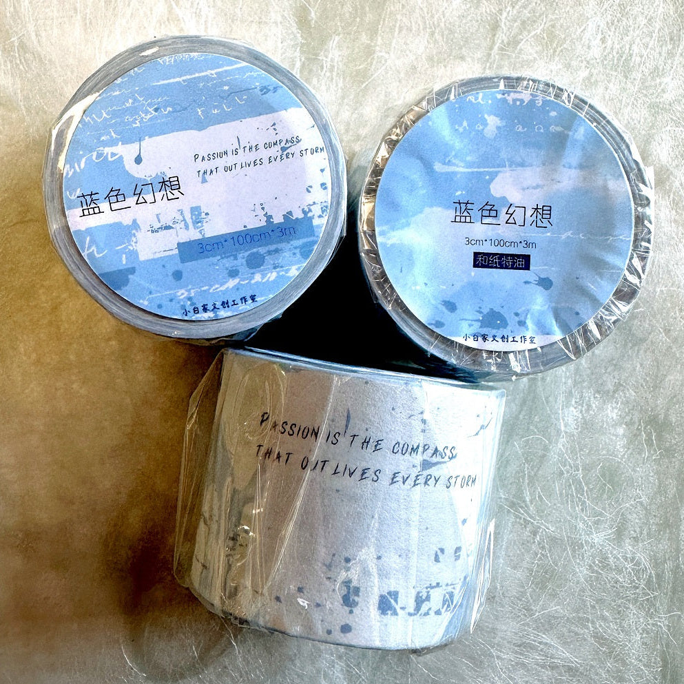 Xiaobaijia - Blue Fantasy washi tape SAMPLES