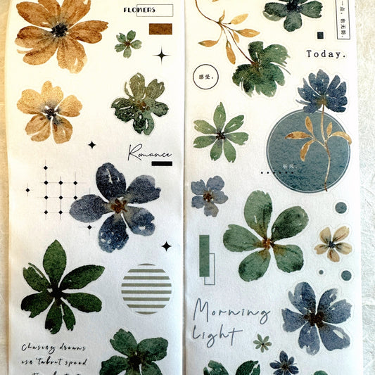 Xiaobaijia - Yellow Green Little Flower kiss-cut washi tape (6.5 cm x 200 cm) SAMPLES