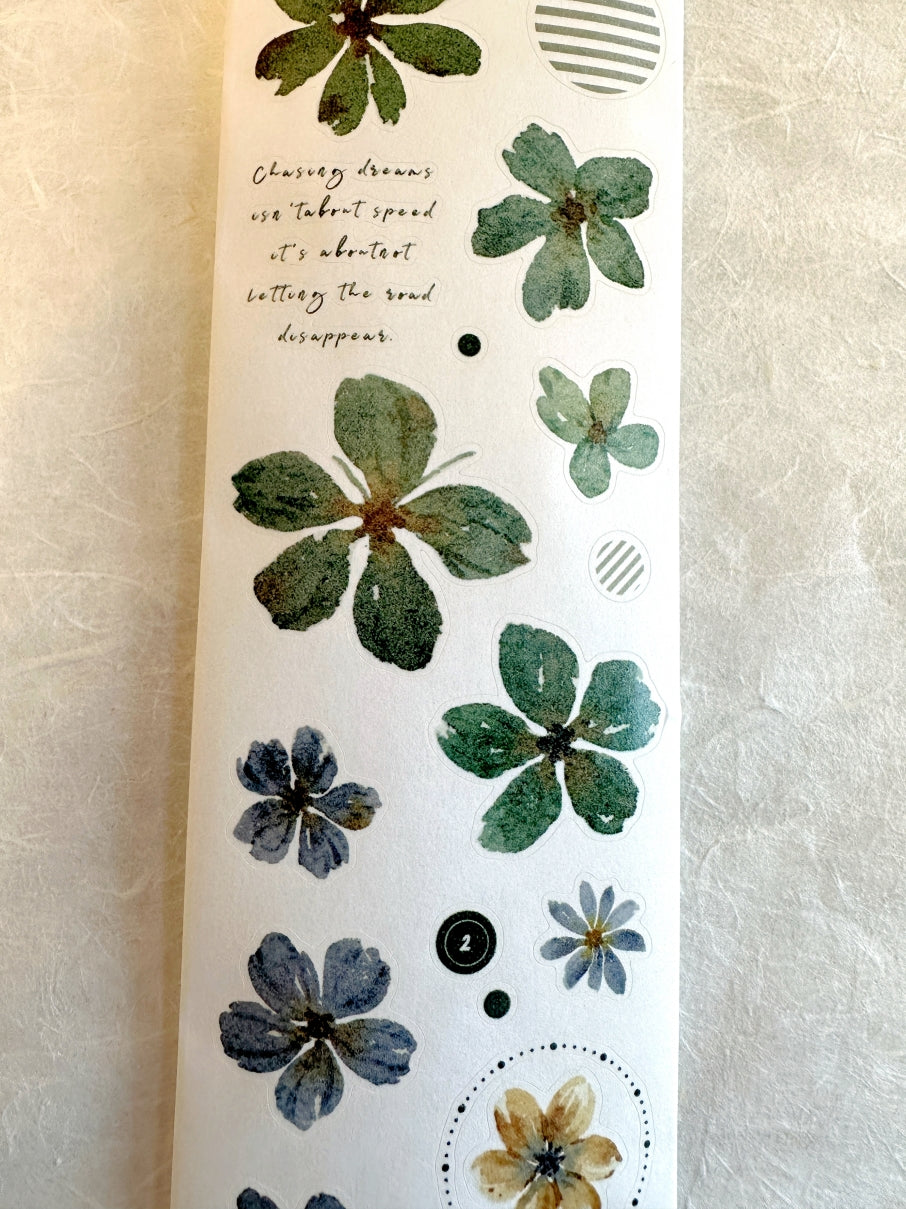 Xiaobaijia - Yellow Green Little Flower kiss-cut washi tape (6.5 cm x 200 cm) SAMPLES