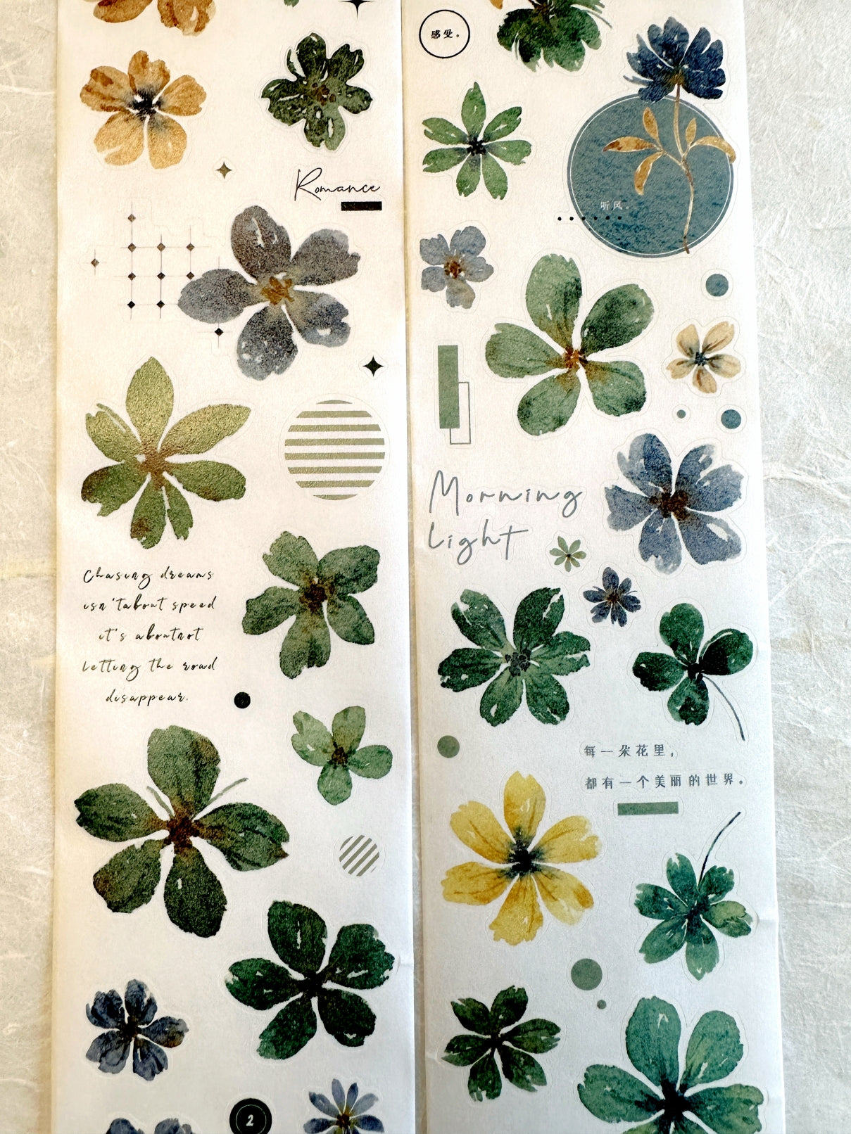 Xiaobaijia - Yellow Green Little Flower kiss-cut washi tape (6.5 cm x 200 cm) SAMPLES