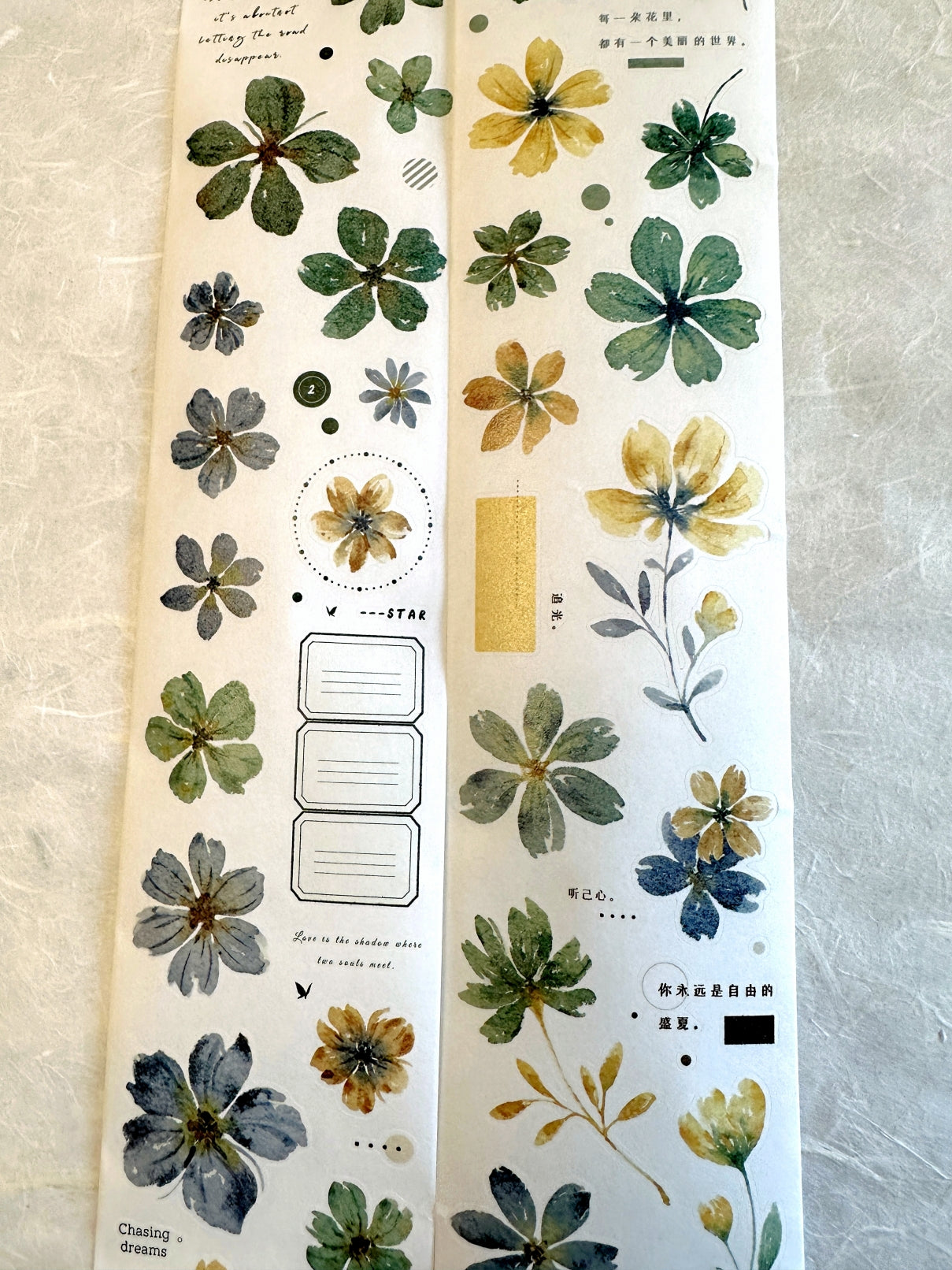 Xiaobaijia - Yellow Green Little Flower kiss-cut washi tape (6.5 cm x 200 cm) SAMPLES
