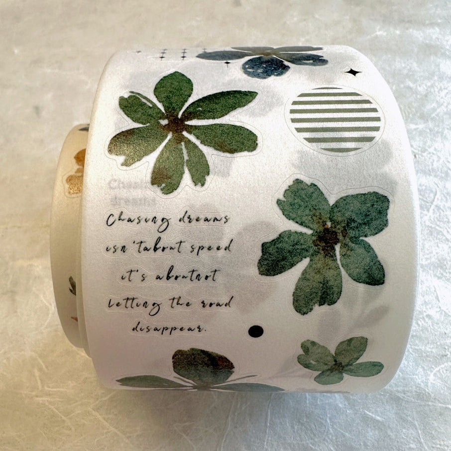 Xiaobaijia - Yellow Green Little Flower kiss-cut washi tape (6.5 cm x 200 cm) SAMPLES