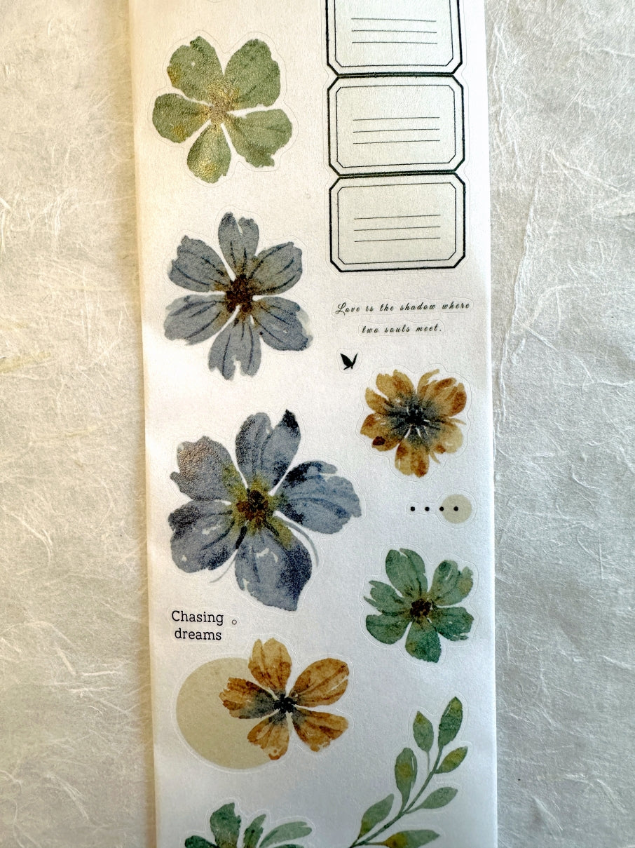 Xiaobaijia - Yellow Green Little Flower kiss-cut washi tape (6.5 cm x 200 cm) SAMPLES