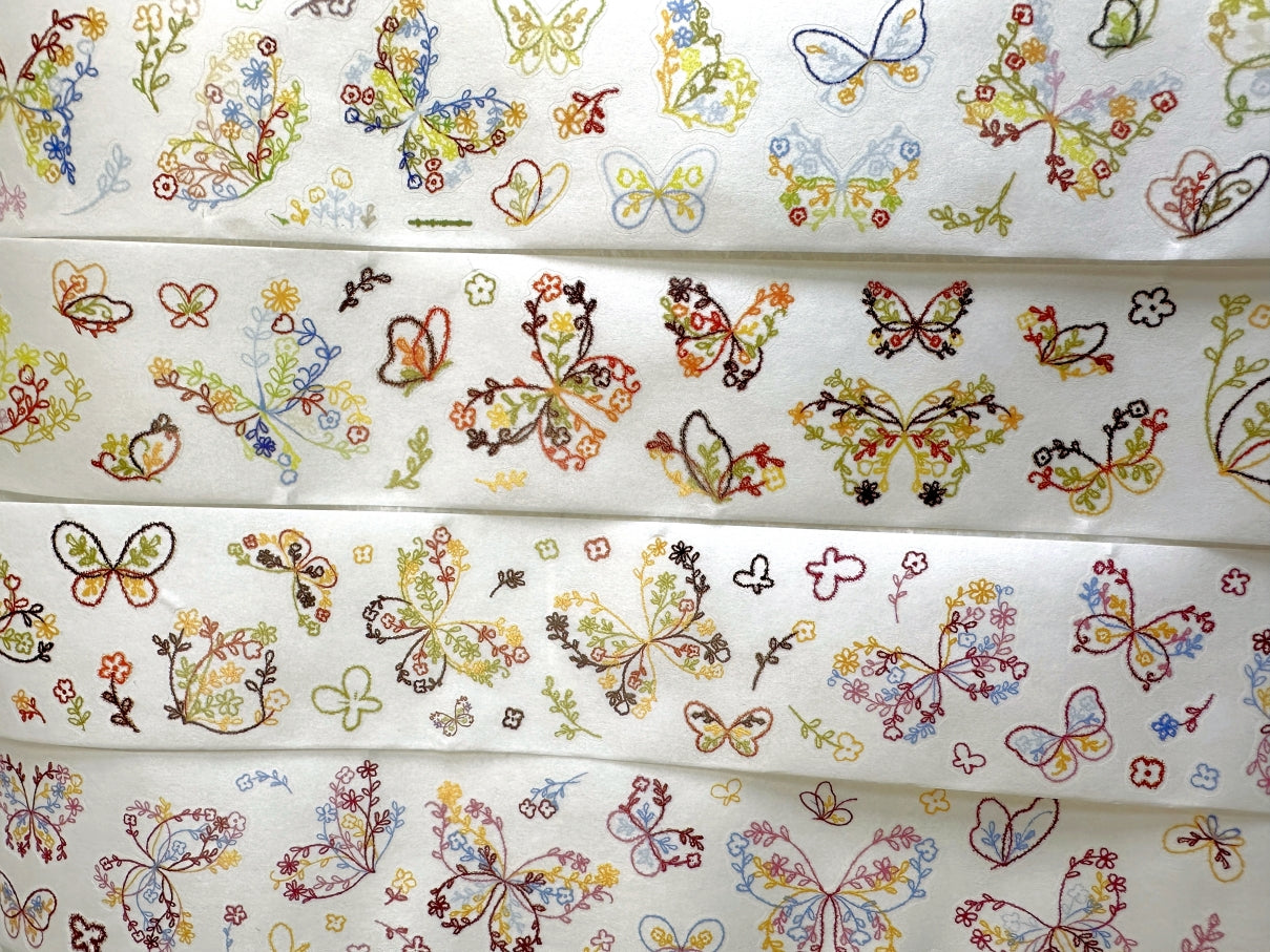 Xiaobaijia - Floral Butterfly kiss-cut washi tape (4.5 cm x 120 cm) SAMPLES