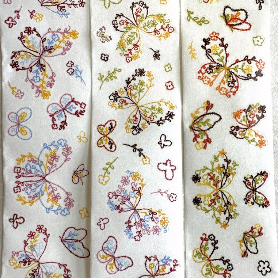 Xiaobaijia - Floral Butterfly kiss-cut washi tape (4.5 cm x 120 cm) SAMPLES