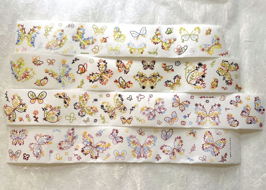 Xiaobaijia - Floral Butterfly kiss-cut washi tape (4.5 cm x 120 cm) SAMPLES