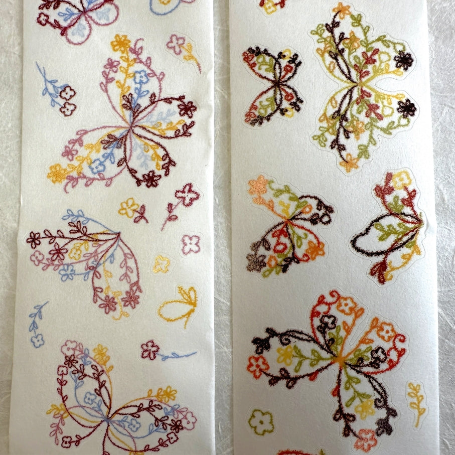 Xiaobaijia - Floral Butterfly kiss-cut washi tape (4.5 cm x 120 cm) SAMPLES
