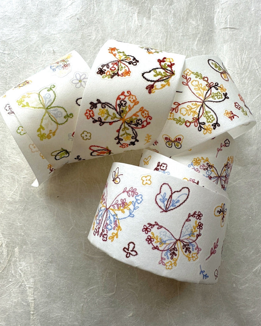 Xiaobaijia - Floral Butterfly kiss-cut washi tape (4.5 cm x 120 cm) SAMPLES