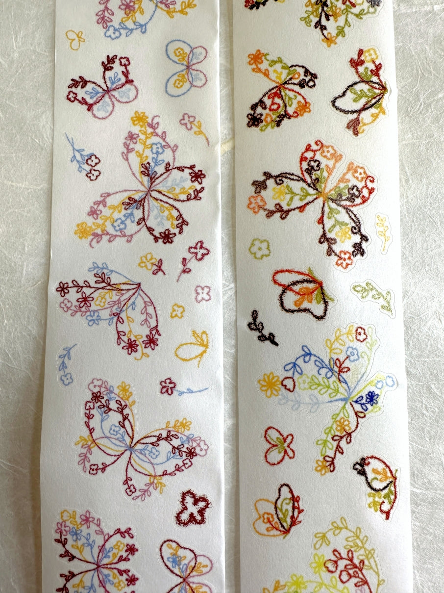 Xiaobaijia - Floral Butterfly kiss-cut washi tape (4.5 cm x 120 cm) SAMPLES