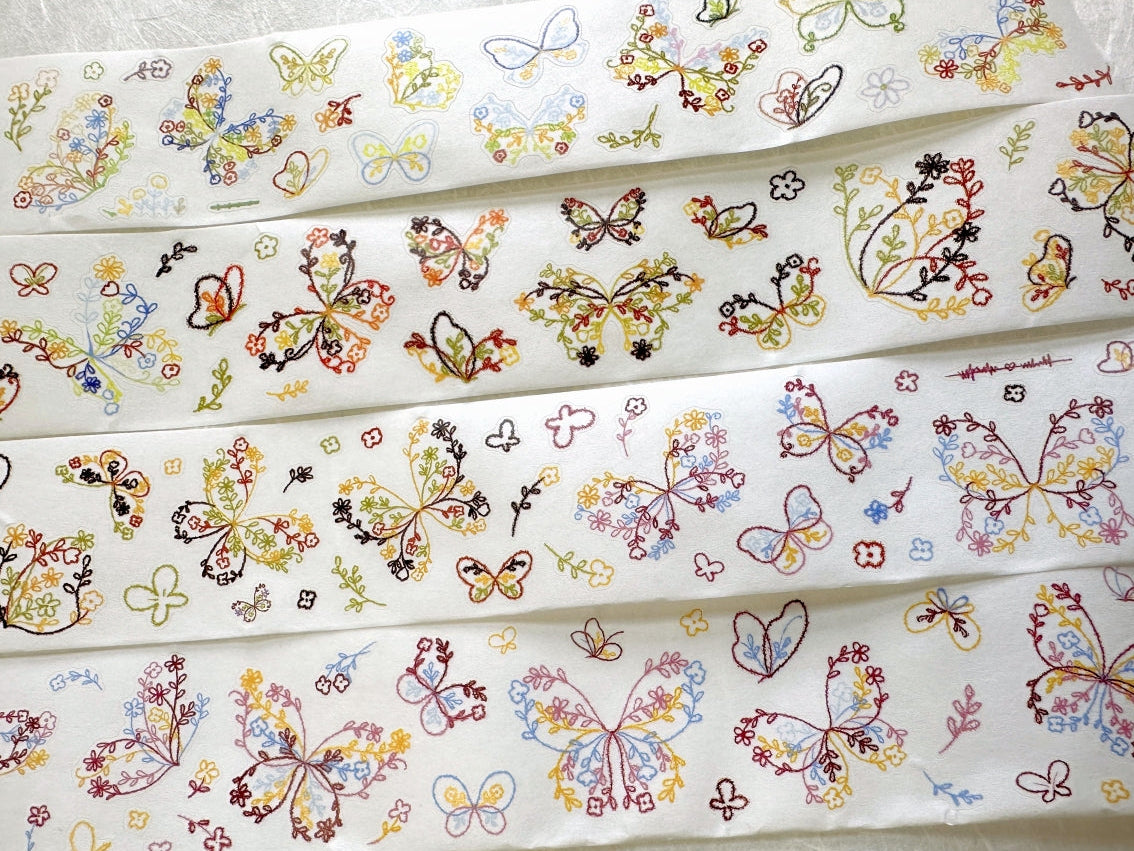 Xiaobaijia - Floral Butterfly kiss-cut washi tape (4.5 cm x 120 cm) SAMPLES